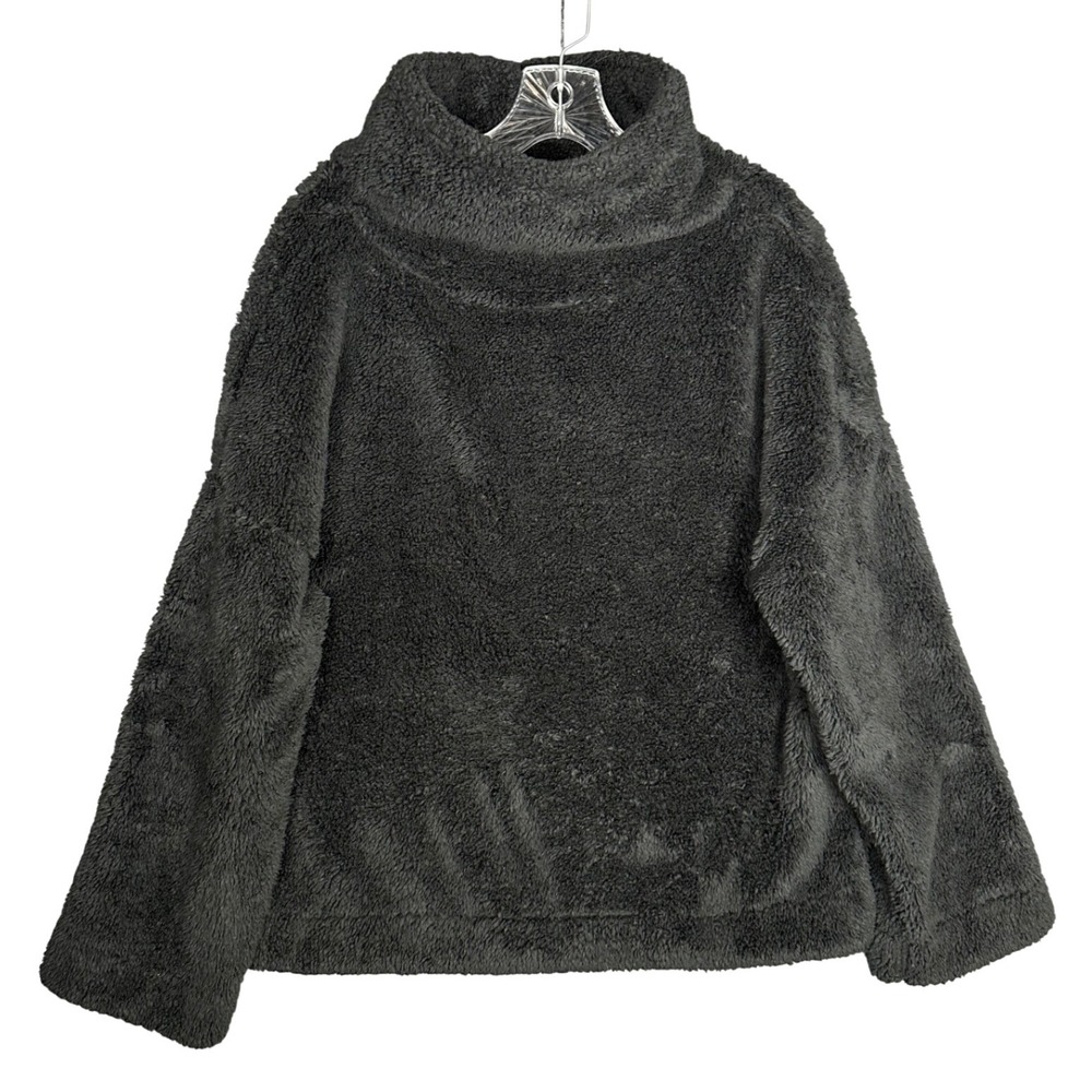 Gap Black Plush‎ Fleece Funnel Neck Pullover Sweater Women's Large Soft Cozy